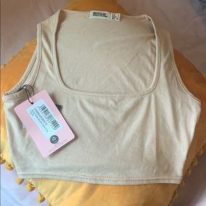 PLT Pretty Little Thing Square Neck Nude Crop Top